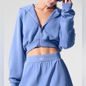 ALO Yoga Limited Crystal Clear Blue  Cropped Zippered Hoodie , Small